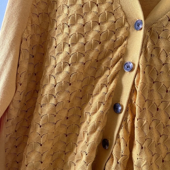 J by Jason Wu | Sunshine Yellow Knit Balloon Sleeve Cardigan Sweater 1X - Picture 4 of 5
